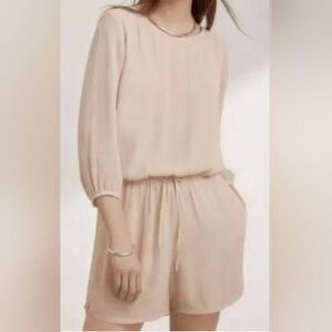 Aritzia Babaton Keagan Cream Long Sleeve Romper